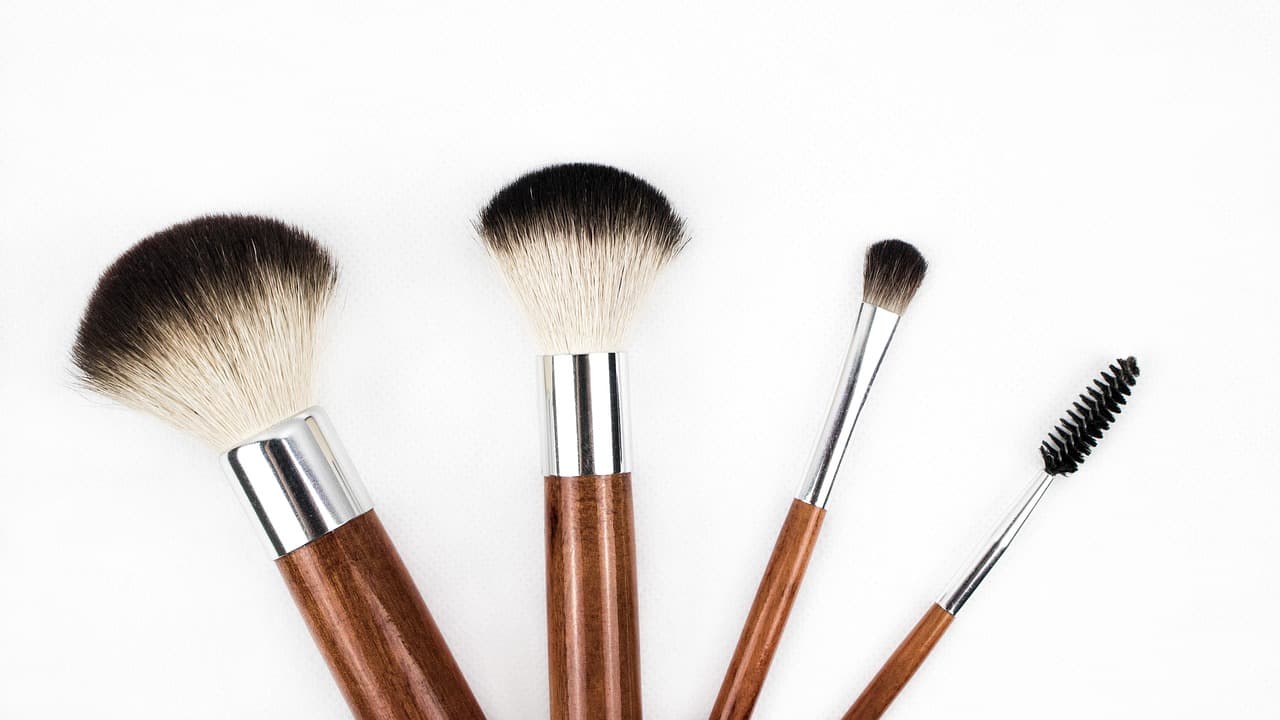 Brow and make-up brushes on white